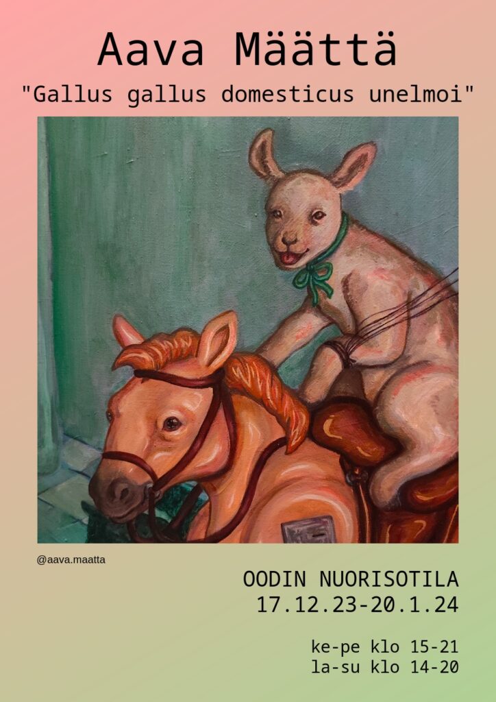 "Gallus gallus domesticus unelmoi" näyttelyn juliste