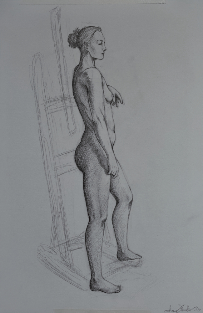 Figuuri 1, lyijykynäpiirros, 32 cm x 50 cm